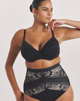 MAGISCULPT Firm Tummy Control Lace And Mesh Waist Nipper Brief - Black