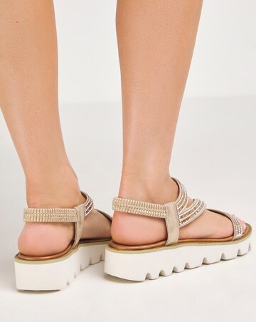 Heavenly Feet Fresco Strappy Glitter Sandals Ex Wide Fit