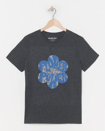 Grey Flower Power Slogan Tee