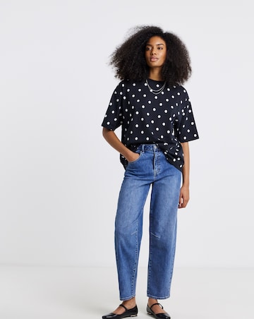 Black and White Spot Print Crew Neck Tee