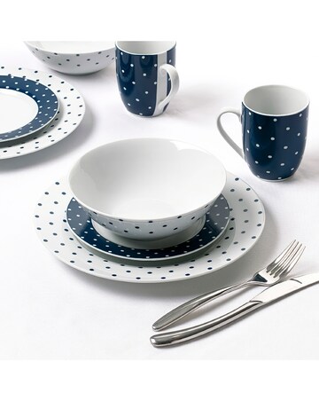 Waterside Blue Spot 24 Piece Dinner Set