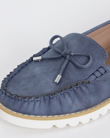 Cushion Walk Bow Detail Moccasin Flats - Wide Fit (E)