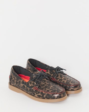 Heavenly Feet Leopard Print Boat Shoes - Wide Fit (E)