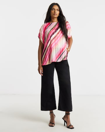 Joanna Hope Pink Stripe Asymetric Blouse
