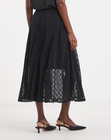 Black Lace Godet Skirt
