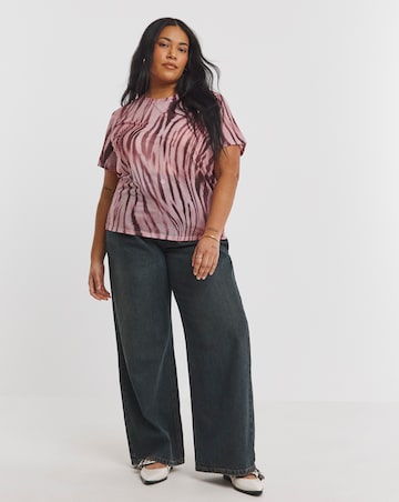 Simply Be Pink Zebra Print Mesh Relaxed Fit T-Shirt