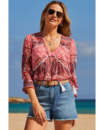 Sosandar Tie Front Blouse