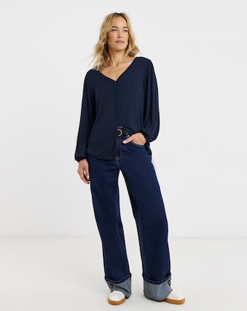 Button Front Long Sleeve Top