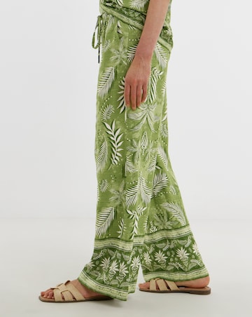 Linen Mix Wide Leg Trousers