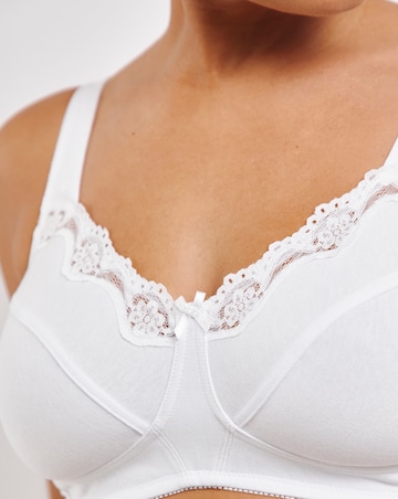 Pretty Secrets (2 Pack) Full Cup Non Wired Cotton Bras (B-G) White/Black