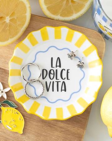 Yellow Striped La Dolce Vita Ceramic Trinket Dish