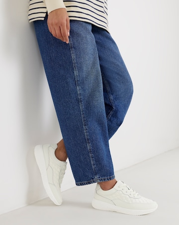 Heavenly Soles Rosetta Lace Up Patterned Leather Trainer - Extra Wide Fit (EEE)