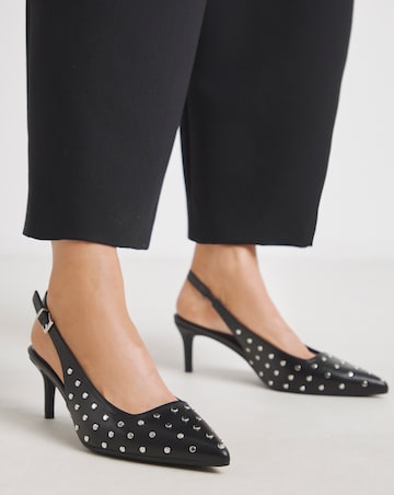 Melinda Studded Pointy Toe Slingback Shoes - Extra Wide Fit (EEE)