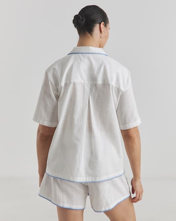 Figleaves Embroidered Cotton Pyjama Shortie Set