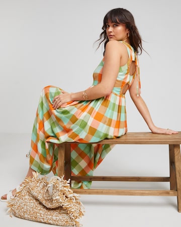 Native Youth Multi Check Sleeveless Midi Dress