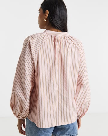 Long Sleeved Stripe Poplin Blouse