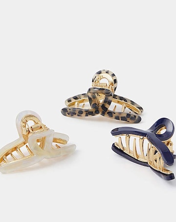 Accessorize 3-Pack Resin Twist Claw Clips