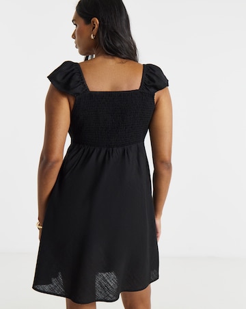 Black Linen Skater Dress