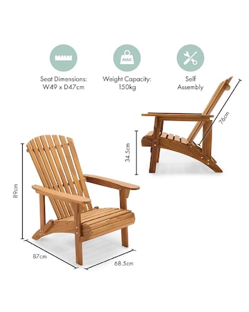 VonHaus Hudson Wooden Adirondack Garden Lounge Chair