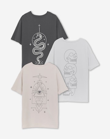 Jack & Jones Kevin Back Graphic T-Shirt 3 Pack - Multi