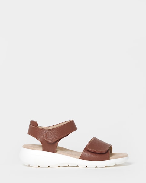Cushion Walk Tan Double Touch-Fasten Sandals - Wide Fit (E)