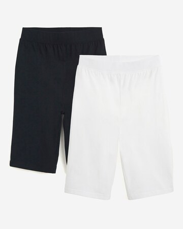 Black/Ecru 2 Pack Cotton Cycling Shorts