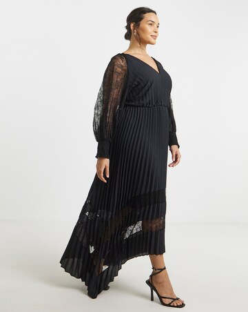Joanna Hope Pleated Dress With Lace Detail