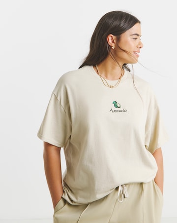 Sand Avocado Embroidery T-Shirt