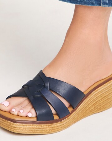 Janet Leather Wedge Mule Wide E Fit