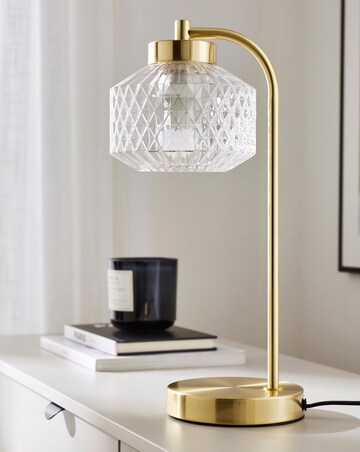 Clear Glass and Brass Table Lamp