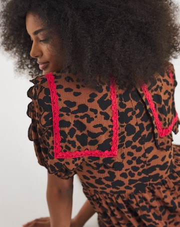 Neon Rose Leopard Midaxi Dress