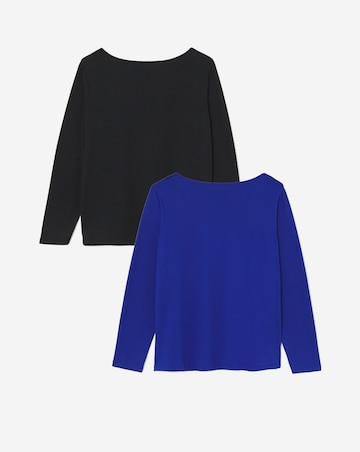 Black & Cobalt 2 Pack V Back Tops