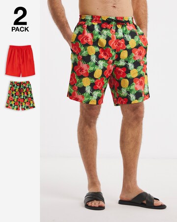 2 Pack Value Tropical Swim Shorts Long