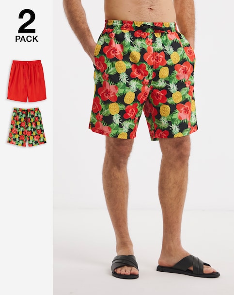 2 Pack Value Tropical Swim Shorts Long