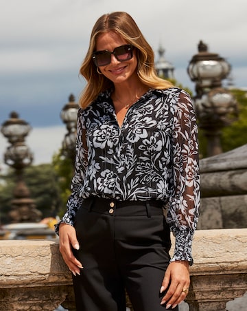 Sosandar Lurux Stripe Floral Blouse