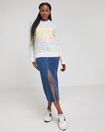 Rainbow Ombre Leopard Crew Neck Jumper