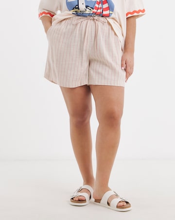 Pink Stripe Linen Shorts