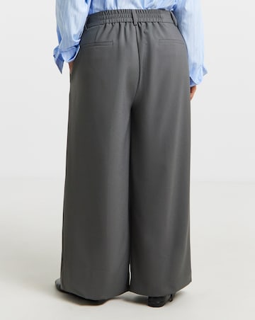 Charocal Elastic Back Pleated Wide Leg Trousers
