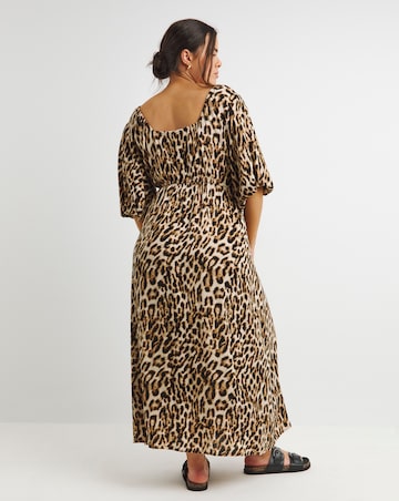 Simply Be Leopard Crinkle Goddess Midi Dress