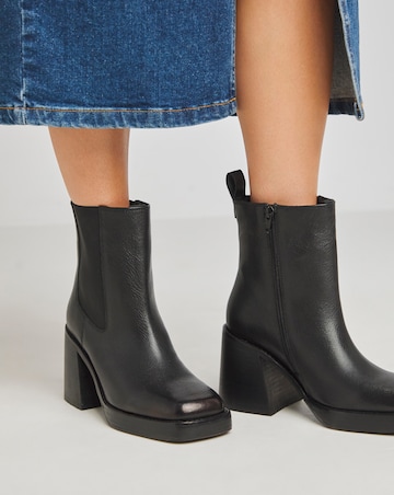 Emery Leather Platform Chelsea Ankle Boots - Wide Fit (E)