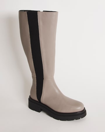 Calista Knee High Chelsea Boots - Wide Fit (E) & Super Curvy Calf
