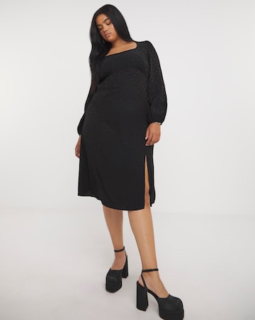 Nobody's Child Dee Dee satin Jacquard Scoop Neck Midi Dress