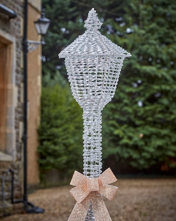 Three Kings GlitterTwist Silver Indoor and Outdoor Lamp Post Light 150cm