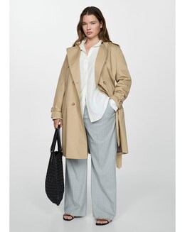 Mango Tie Waist Trench Coat