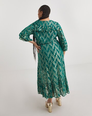 Joanna Hope Foil Print Ruffle Dress