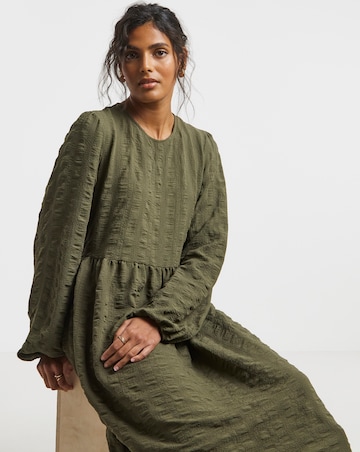 Simply Be Khaki Textured Pocket Midi Dress