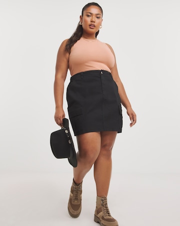 Black Cargo Utility Pocket Mini Skirt