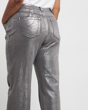 Silver Metallic Straight Leg Jean