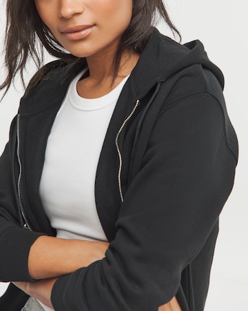 Black Core Zip Through Longline Hoodie