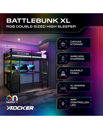 X Rocker Battlebunk XL RGB Double High Sleeper Bed